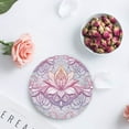 thumbnail image 4 of FMSHPON Mandala Lotus Set of 6 Round Coaster for Drinks, Absorbent Ceramic Stone Coasters Cup Mat with Cork Base for Home Kitchen Room Coffee Table Bar Decor, 4 of 6