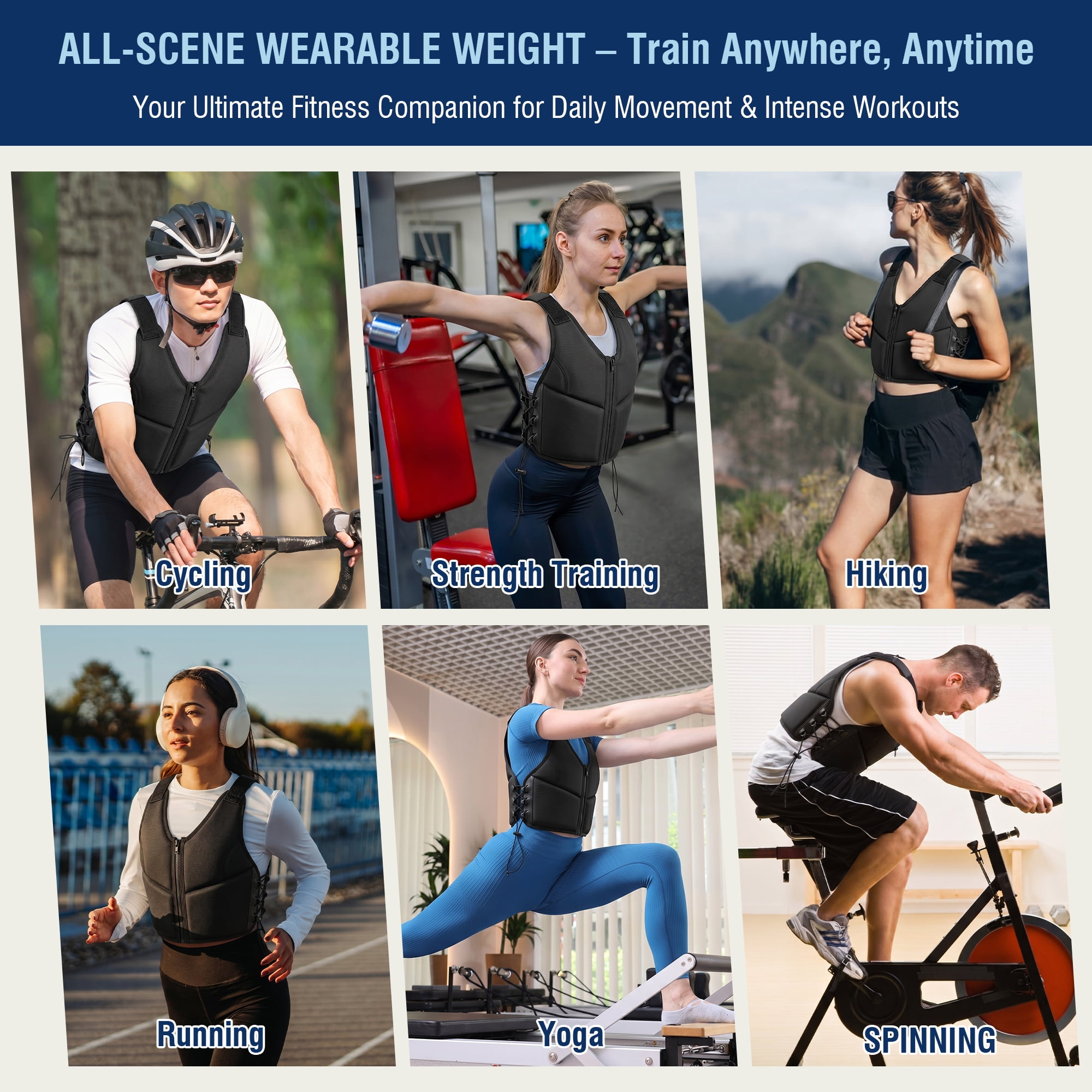10LBS Adjustable Weighted Vest for Women, Breathable Workout Vest with Zipper & Lace-Up Design, for Running, Walking & Strength Training