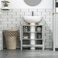 thumbnail image 5 of Pedestal Sink Storage Cabinet, Under Sink Bathroom Vanity with Adjustable Shelf and Open Bottom Shelf, Gray, 5 of 9
