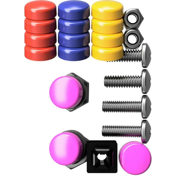 Cruiser Accessories Color License Plate Fastener Caps, Mounting Kit, Color Fastener Caps