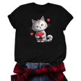 thumbnail image 1 of TSADFHJI Ladies Tops for Fall Boho Cat Print T Shirt M Dark Gray, 1 of 5