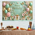thumbnail image 5 of 5.9x3.6FT Green Gold Happy Birthday Backdrop Floral and Butterfly Theme Photography Backdrop Men Women Birthday Party Decoration Photo Booth Props, 5 of 5