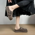 thumbnail image 4 of IUJSOY Sabots pour Femmes en Suède à Double Boucle à Enfiler Mules Chaussures Semelle en Liège Sandales à Plateforme Pantoufle, 4 of 9