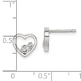 thumbnail image 4 of Primal Silver Sterling Silver Open Heart with Cubic Zirconia Post Earrings, 4 of 4