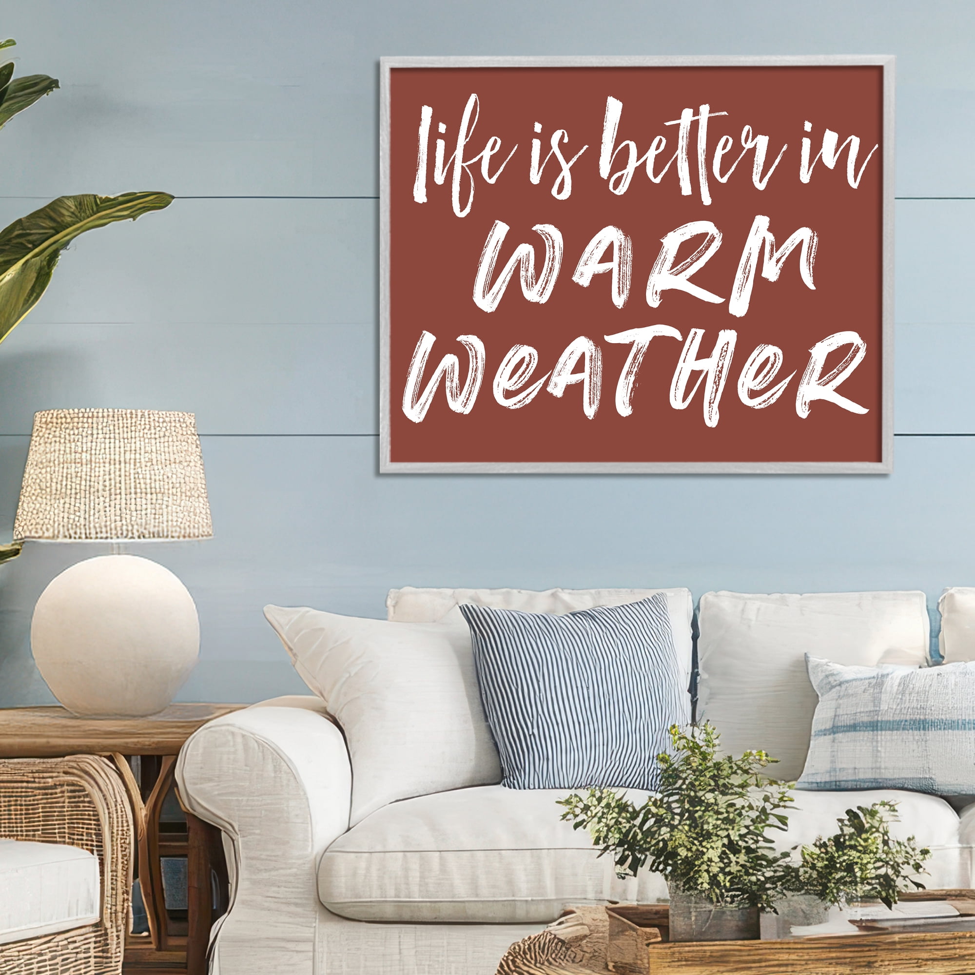 Life Is Better In Warm Weather Gray Framed Giclee Art, design by Lettered and Lined