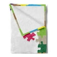 thumbnail image 2 of Board Game Soft Flannel Fleece Blanket, Colorful Jigsaw Puzzle Theme Geometric Shapes Composition Nursery Style Design, Cozy Plush for Indoor and Outdoor Use, 60" x 80", Multicolor, by Ambesonne, 2 of 5