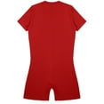 thumbnail image 5 of CHICTRY Mens One-Piece Short Sleeve Swimming Jumpsuit Front Zipper Press Button Crotch Boxer Rompers Bodysuit Red L, 5 of 7