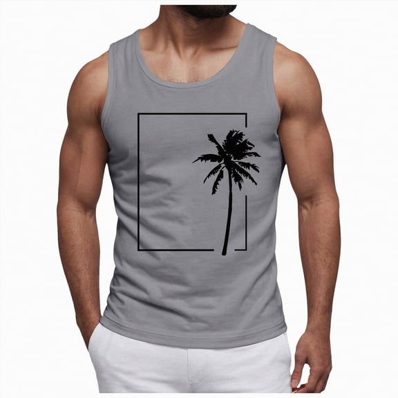 Hessimy Mens Tank Top - Sleeveless Athletic Shirt - Breathable Cotton, Classic Fit for Beach, Training & Casual Wear(Light Gray,XXL)
