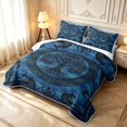 thumbnail image 3 of Homewish Boho Damask Nature Tree Twin Quilt Set,Botanical Design Twin Coverlet Set,Black Blue,Black Reversible,2pcs, 3 of 7