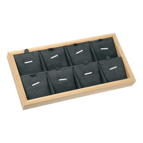 Bandeja colgante de madera de bambú gris organizador de joyas apilable