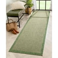 thumbnail image 2 of Well Woven Medusa Odin Solid & Striped Green 2'7" x 9'10" Indoor/Outdoor Flat-Weave Runner Rug, 2 of 8
