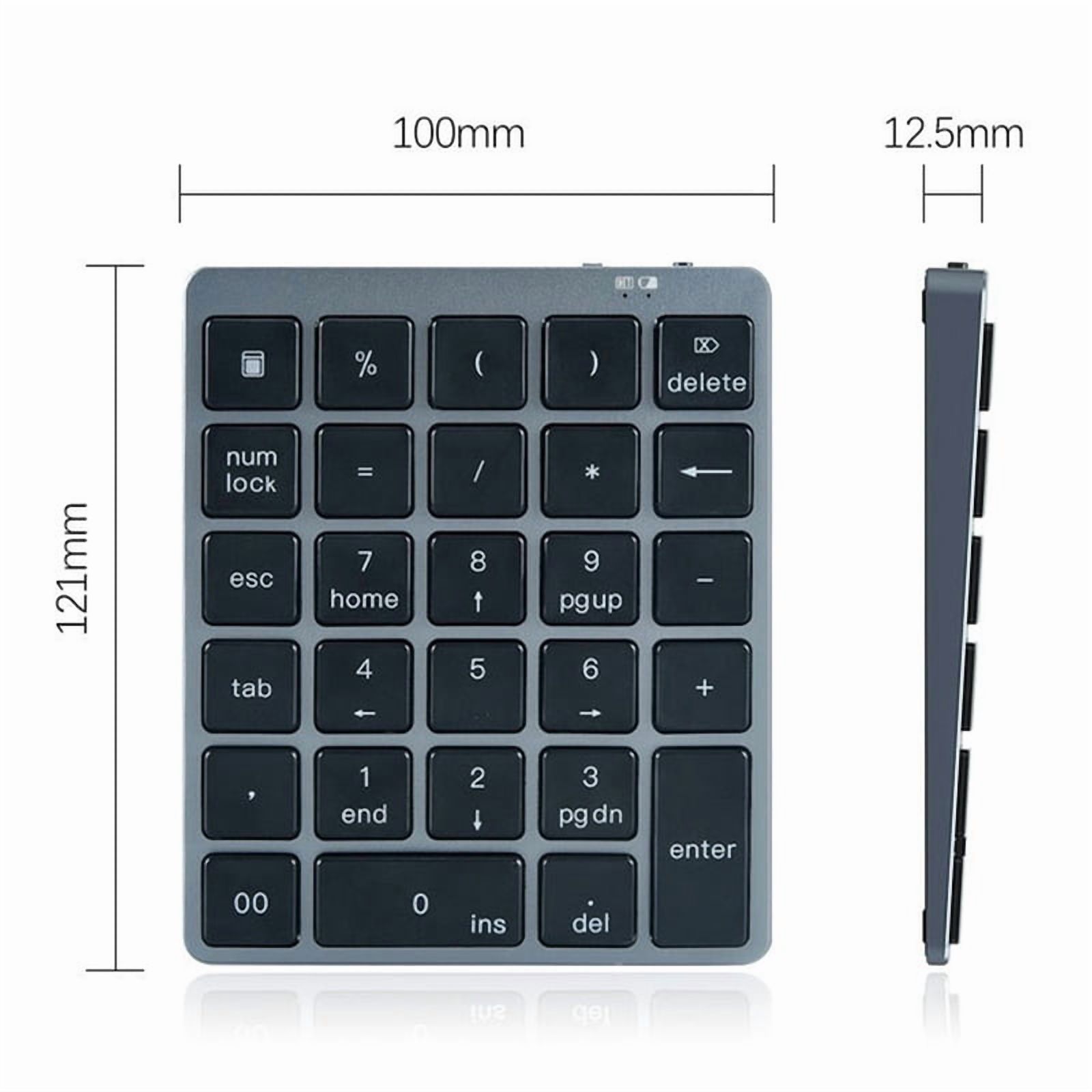 Bluetooth Numeric Keyboard 28Keys Portable Aluminium Alloy Wireless Keyboard for Tablet PC Laptop Rechargeable Numpad Digital
