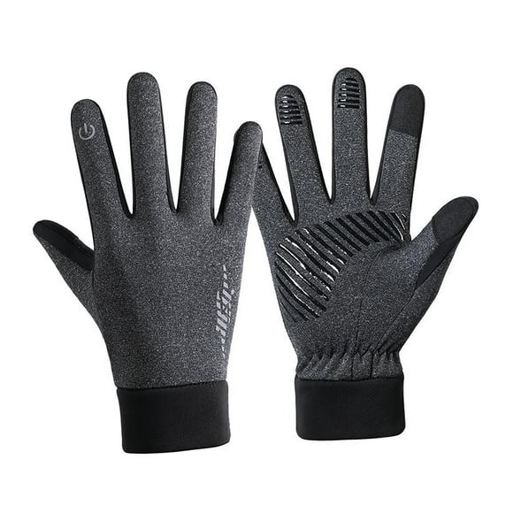 KLKCMS Winter Gloves Anti Slip with Touchscreen Fingers for Climbing Riding Fishing Gray L