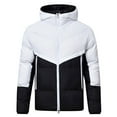 thumbnail image 2 of Puffer Jacket Men Windproof Water Resistant Color Block Hooded Mens Winter Jackets with Zipper Pockets Casual Outdoor Commute,White,XXL, 2 of 3