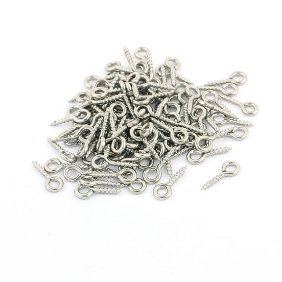Uxcell 1mm Dia Thread Stainless Steel Screw In Screw Eye Hook Bolts Fastener 100Pcs