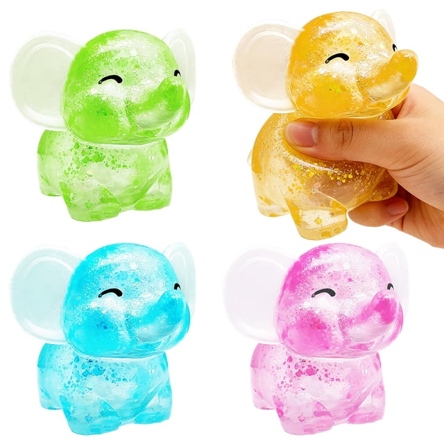 Pelotas antiestrés Batorisy en forma de elefante, 4 piezas, juguetes squishy antiestrés