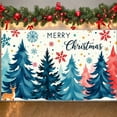 thumbnail image 3 of Watercolor Merry Christmas Banner Blue Theme Christmas Banner Reindeer Design Snowflake Decor Holiday Banner for Christmas Party Indoor Decoration Holiday Celebration, 3 of 9
