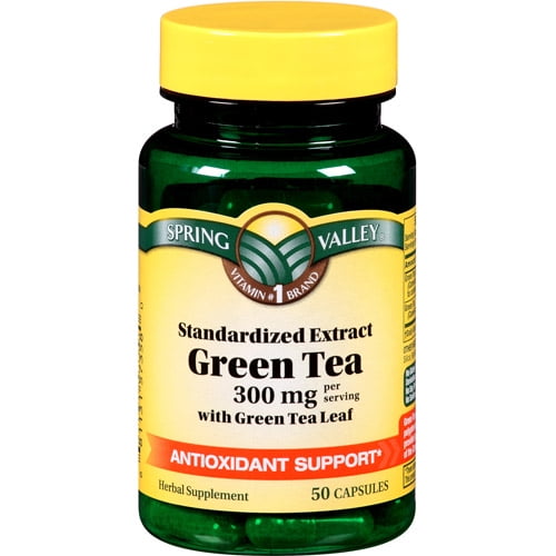 Spring Valley Standardized Extract Green Tea Herbal Supplement Capsules, 150mg,50 count