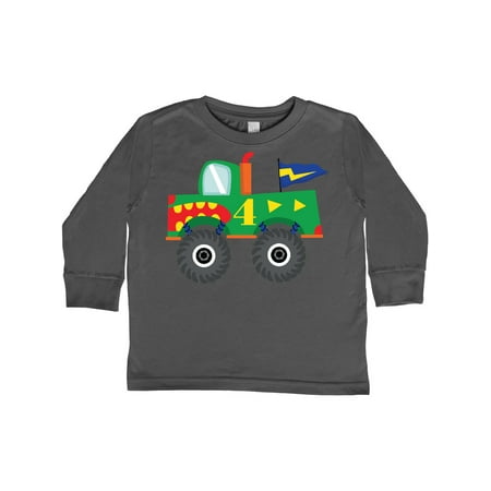 

Inktastic 4th Birthday Monster Truck Gift Toddler Boy Girl Long Sleeve T-Shirt