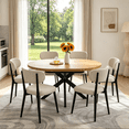 thumbnail image 6 of 43.2"-59.2" Extendable Round Dining Table Set for 4-6,7 Piece Round Kitchen Table Set with 6 Upholstered Chairs for Kitchen Living Room, Space Saving, 6 of 10