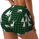 thumbnail image 1 of Balery Christmas tree green plaid Pantalones cortos de entrenamiento estampados para mujer, sin costuras, ajustados, para gimnasio, yoga, correr, deportes, ejercicio activo, fitness.-X-Large, 1 of 8