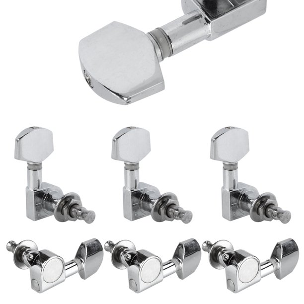 Guitar String Tuning Pegs 6 Chrome Tuners Heads Machine 3L3R Set Silver