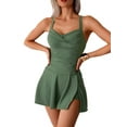 thumbnail image 1 of Maillot-robe une Pièce à Jupe Croisée Froncée pour Femme Maillot de Bain Vert G, 1 of 6