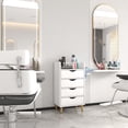 thumbnail image 2 of Dasun 4 -Layer Salon Storage Cabinet,Beauty Barber Salon Styling Station Organizer Equipment,Hair Stylist Station Set with 2 Hair Dryer Holders,4 Drawers and Raised Table Legs, White, 2 of 5
