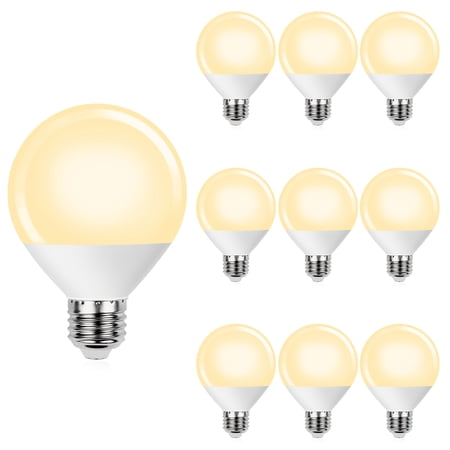 BUBO Vanity Light Bulbs, 60 Watt Equivalent, Bathroom Light Bulbs Soft White 2700K, G25 Round Bulbs, 800 Lumens, E26 Medium Base, 7W, Non-Dimmable, 10 Pack