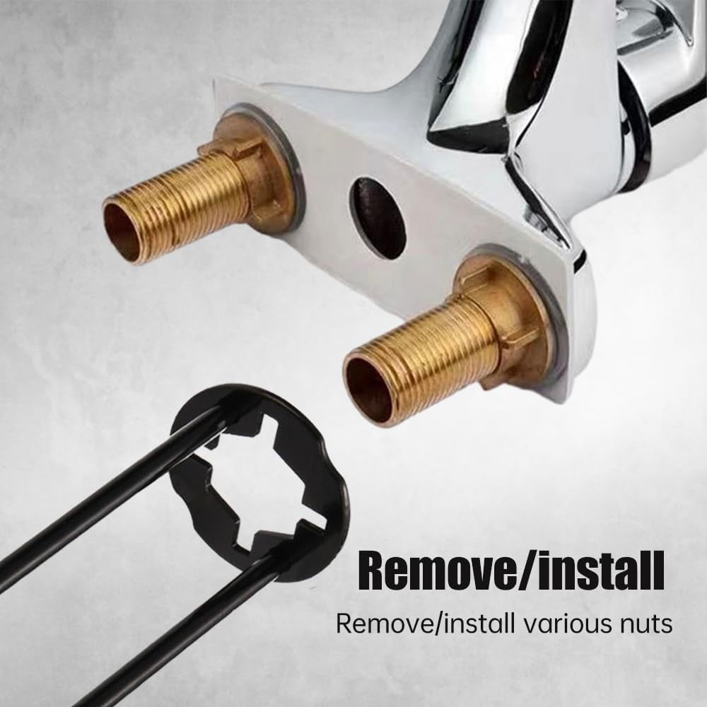 2026 Upgraded Multifunctional Sink Wrench Tool - 2Pcs Basin Wrench Set, 7-in-1 Faucet Installation and Removal Tool for Tight Spaces, Four-jaw Hex Spanner for Kitchen Bathroom Plumbing