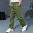 thumbnail image 5 of LEKWK Boys Uniform Pants Chino Pants Pull-On Elastic Waist Straight Leg Trousers with Pockets Kids Twill Pants 5-15Y Back to School Clothes, 5 of 9