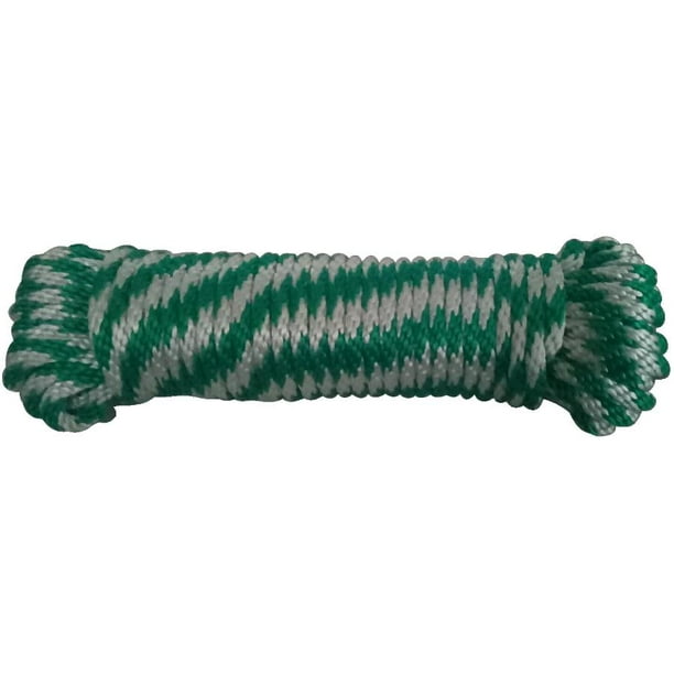 3/8 x 50' White/Green Diamond Braid Polypropylene Rope 