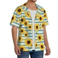 thumbnail image 2 of Rateoe Blue White Striped Sunflower A Pattern Men's Short Sleeve Classic Shirt, Casual Short-Sleeved Shirt, Lightweight Summer Shirt, Cuban Collar Shirt,Button-Front Shirt-XX-Large, 2 of 5