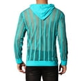 thumbnail image 3 of INSPIRE CHIC Sheer Mesh Hoodies for Men's Long Sleeves See Through Striped Pullover Tee Shirts, 3 of 4
