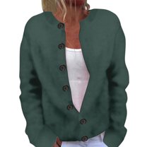 Cardigan Sweaters for Women Casual Button Solid Color Long Sleeve Sophisticated Knit Sweater Loose Fit Women'sCardigan