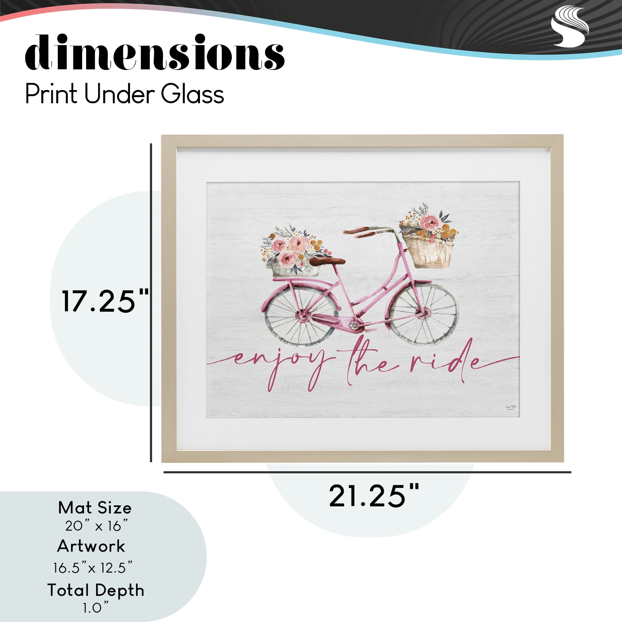 Stupell Industries Enjoy The Ride Bicycle Birch Framed Print Under Glass, design by Lux + Me Designs