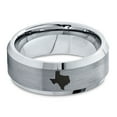 thumbnail image 2 of Tungsten Texas The Lone Star State Band Ring 8mm Men Women Comfort Fit Gray Step Bevel Edge Brushed Polished, 2 of 4