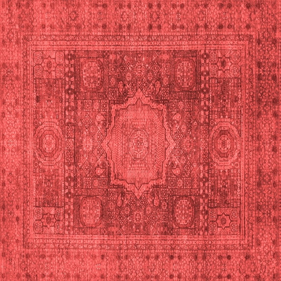 Ahgly Company Indoor Square Abstract Red Modern Area Rugs, 6' Square