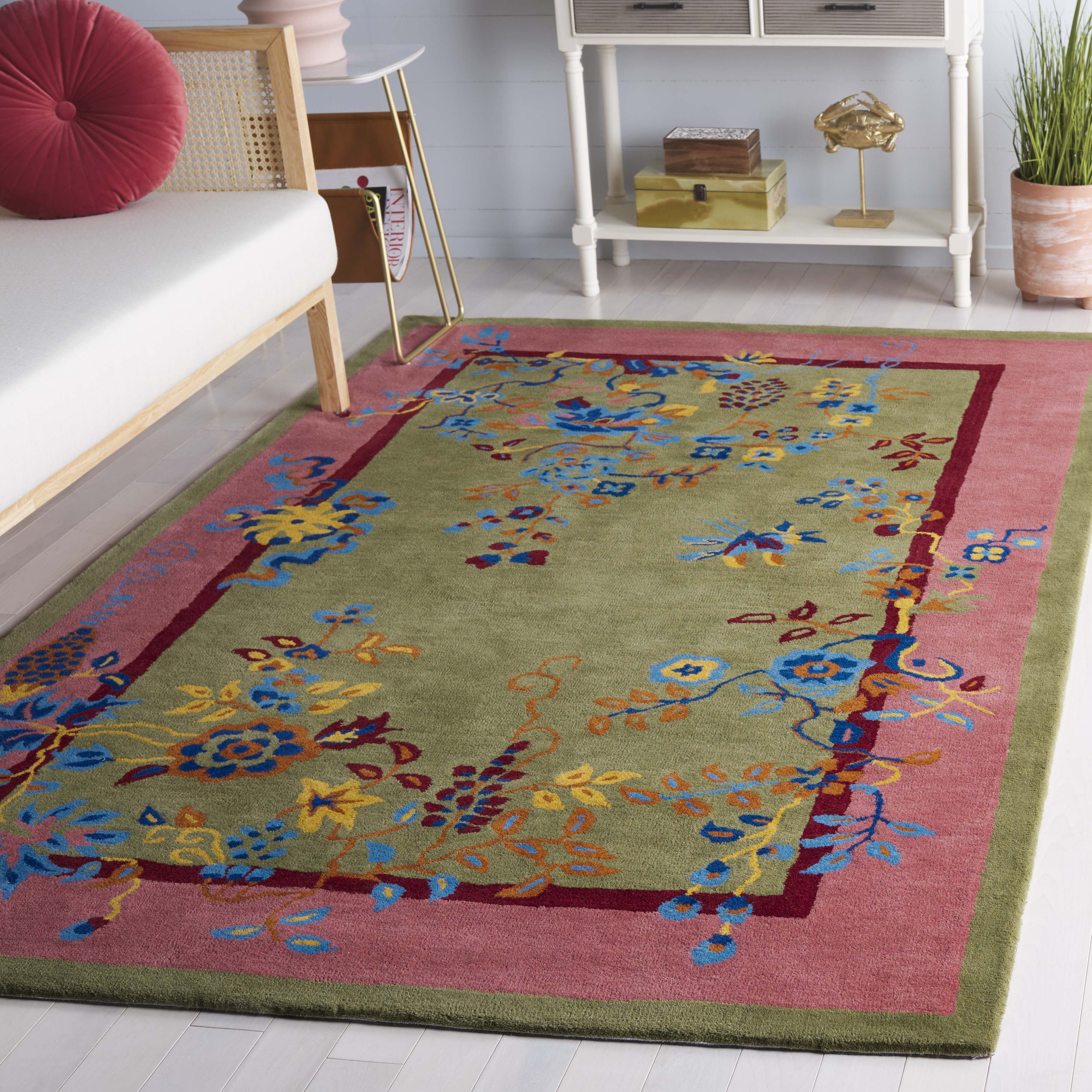 SAFAVIEH Metro Louise Floral Area Rug, Green/Pink, 4' x 6'