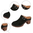 thumbnail image 5 of Dakaela Women's Mules Shoes Backless Slip on Chunky Stacked Heeled Sandals Closed Toe Suede Walking Platform Clogs Size 6-10 Black, 5 of 7