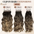 thumbnail image 4 of CREAMILY Long Wavy Curly Clip in Hair Extensions for Women Brown Highlight Blonde Synthetic Thick Hairpieces（23in,4pcs）, 4 of 7