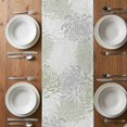 thumbnail image 6 of Sage Green White Table Runner - 108 Inch Long, Kitchen Dining Table Runner Dresser Scarves, Abstract Grey Chrysanthemum Flower Farmhouse Decor for Coffee Tables Wedding Party Banquet, 6 of 8