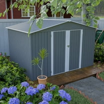 LZBEITEM 10 x 8 ft. Garden Tool Storage Shed,Metal Outdoor Storage Shed,Galvanized Steel Weather Resistant Garden Shed with Double Lockable Doors for Backyard Patio Lawn