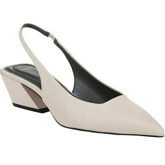Franco Sarto Women's White Leather A-Gena Slingback Pointed Toe Pumps 6.5M