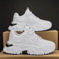 thumbnail image 4 of Zapatillas De plataforma informales para Hombre, zapatos antideslizantes para correr al aire libre, vulcanizados blancos con cordones, a la moda, 4 of 5