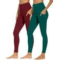 thumbnail image 2 of Qgtaibl 2 Pc Women's High Waist Yoga Pants with Pockets Gym Leggings for Women Tummy Control Workout Bottoms ( Green,XL ), 2 of 8
