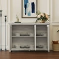 thumbnail image 3 of S-HOME Versatile 49.33 Inch Countertop Sideboard  With 3 Mirrored Doors For Living Room Or Kitchen Storage, Light Gray, 3 of 17