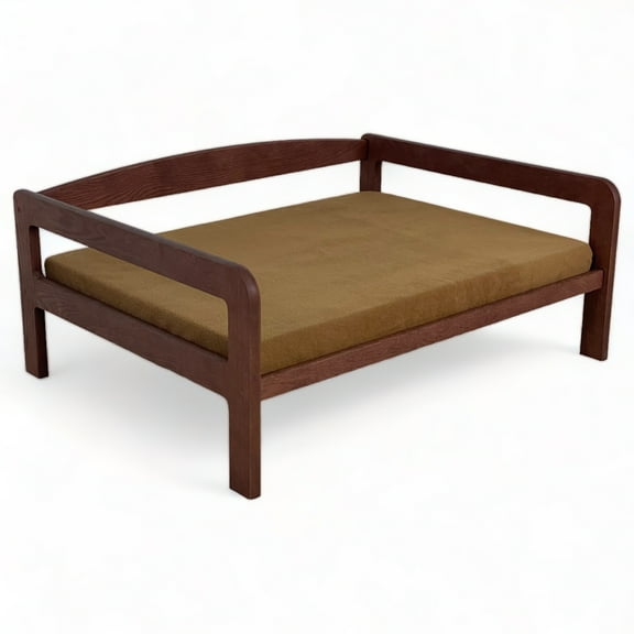 Dakota Pets™ Elevated Dog Bed, Made in the USA, Solid Wood Frame, Mocha Mattress, Mahogany Stain, for Large Pets