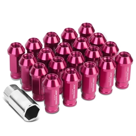 DNA Motoring LG-T777-15-PK 20-Piece M12 x 1.5 Extended Aluminum Alloy Wheel Lug Nuts+Adapter Key (Pink)