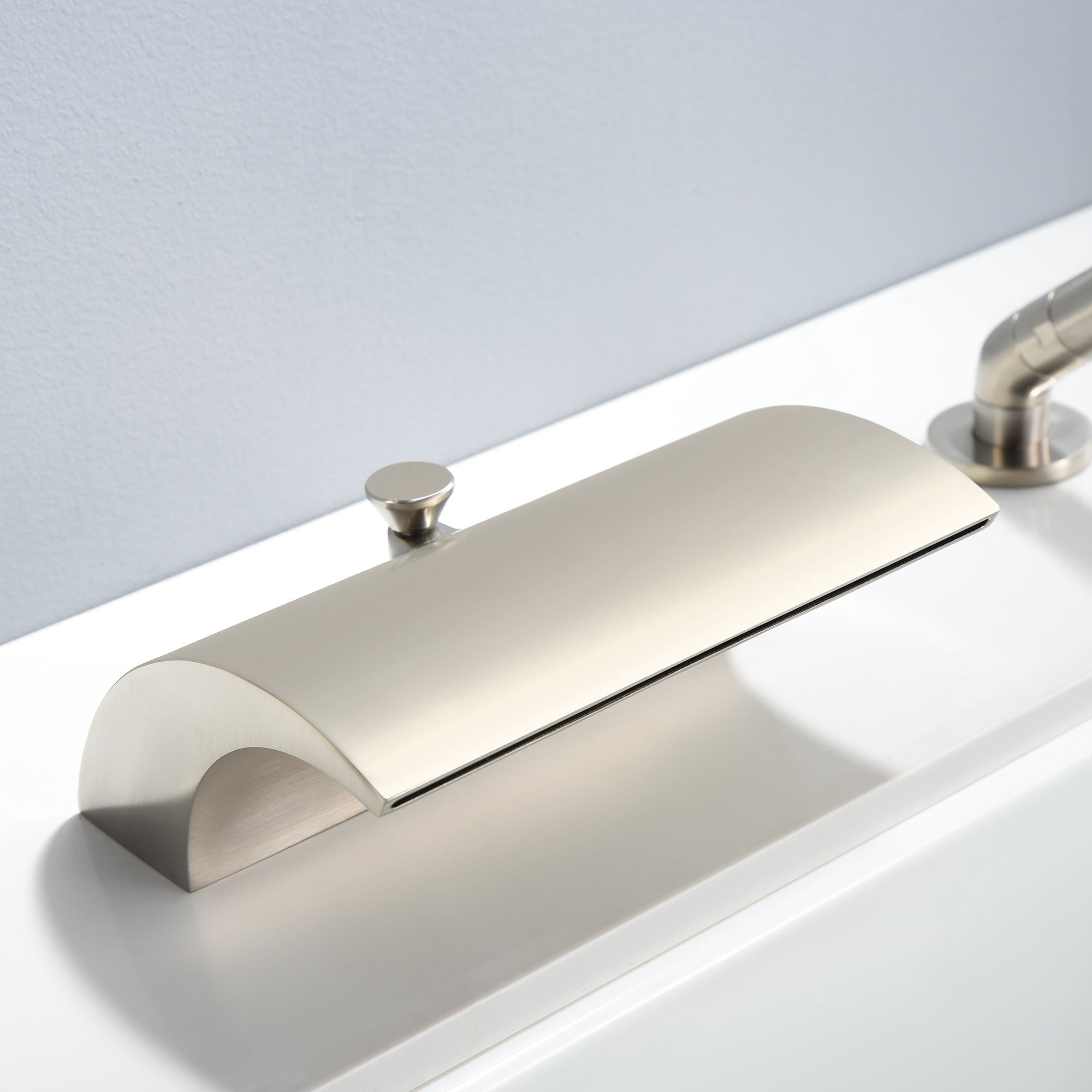 Sumerain Waterfall Roman Tub Faucet with Diverter Brushed Nickel, High Flow Waterfall Tub Filler